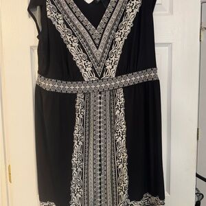 INC International Concepts Black and Cream Patterned Dress